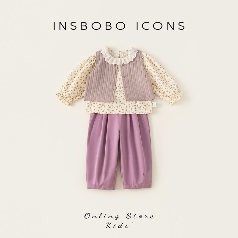 Girls  Spring Clothing 2026 New Set, Baby Girl Early Spring Outfit, Children s Floral Set, Spring Fashionable and Trendy Purple 80