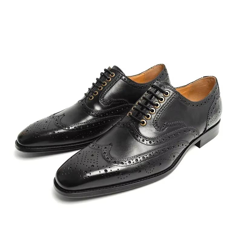 Herrenmode Brogue Oxford Schuhe Echtes Leder Handgefertigt Klassisch Formell Hochzeitsparty Schuhe Vintage Retro Stil Zapatos De Vestir Hombre