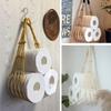 Hanging Towel Rack Bathroom Decor Roll Storage Net Bag Towel Dispenser Tissue Stand Retro