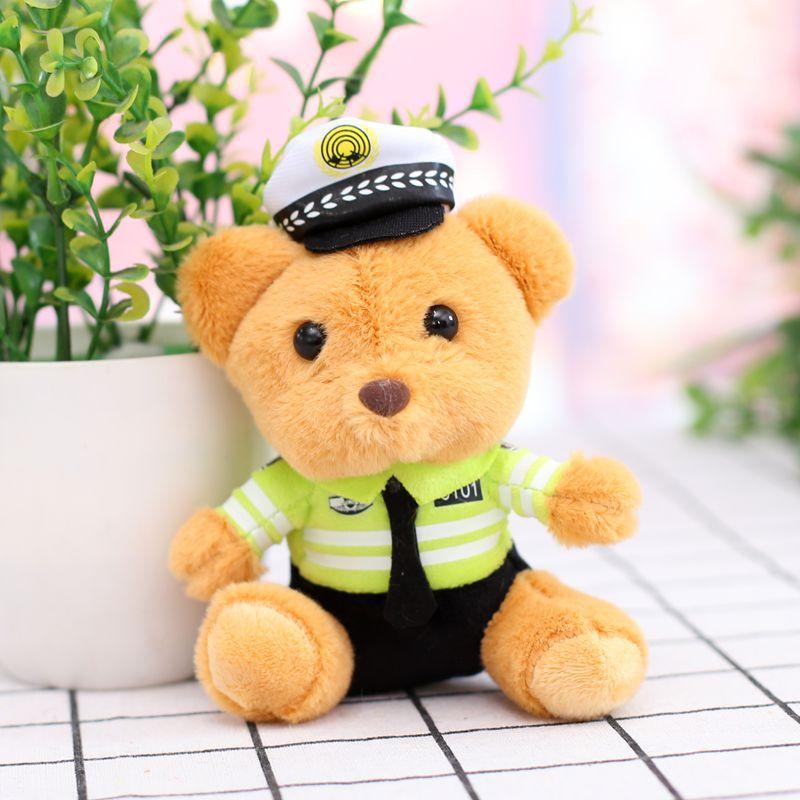 New Traffic Police Uniform Bear Keychain Plush Doll Rescue Fire Bear Pendant Event Promotion Gift