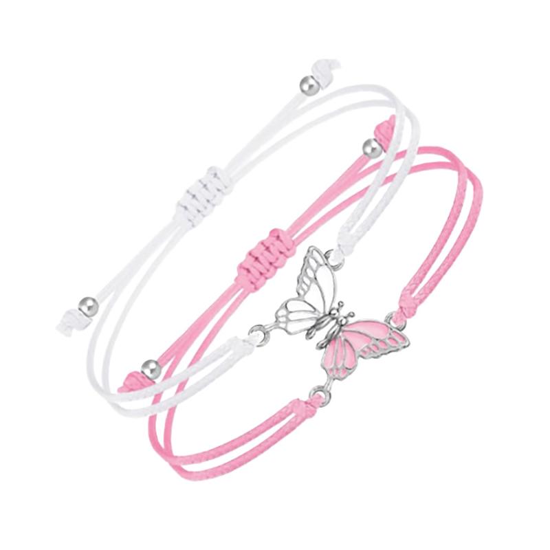 1Pair Butterfly Matching Adjustable Bracelets For Women Men Handmade Woven Friendship Bracelets Jewelry Accessories Gifts