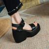 Krazing Pot Cow Leather Peep Toe Thick High Heels Platform Summer Shoes Buckle Straps Casual Waterproof Women Sandals