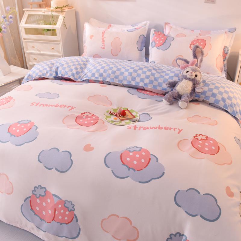 Ložní prádlo 4dílná sada: Prostěradlo a povlak na přikrývku, Jednolůžko do koleje, Jednoduchý styl