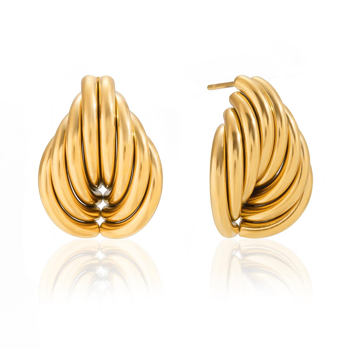 

Yori Line Wrapped Multi Layer Irregular Earrings Golden Stainless Steel Geometric Chic Jewelry for Women Accessories Gift золотистый