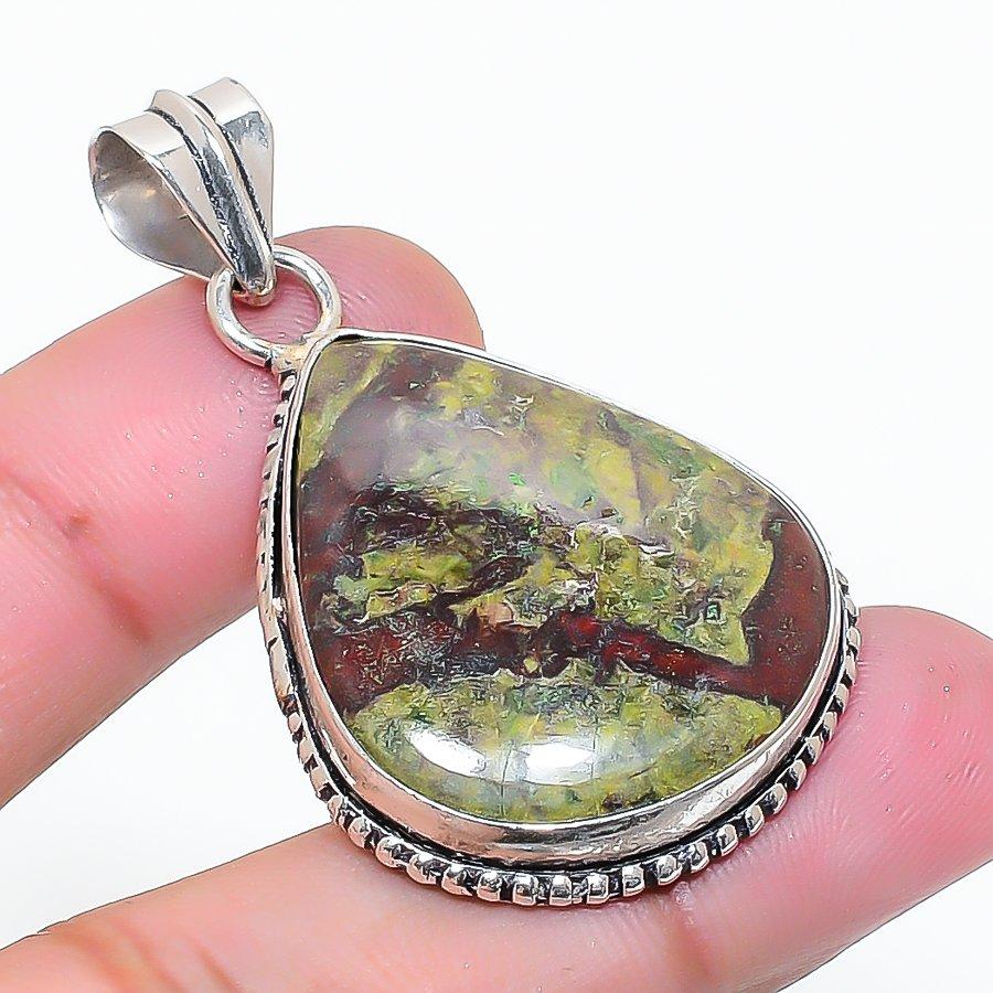 Natural Dragon Blood Gemstone Handmade 925 Sterling Silver Pendant 1.81 AP-15414