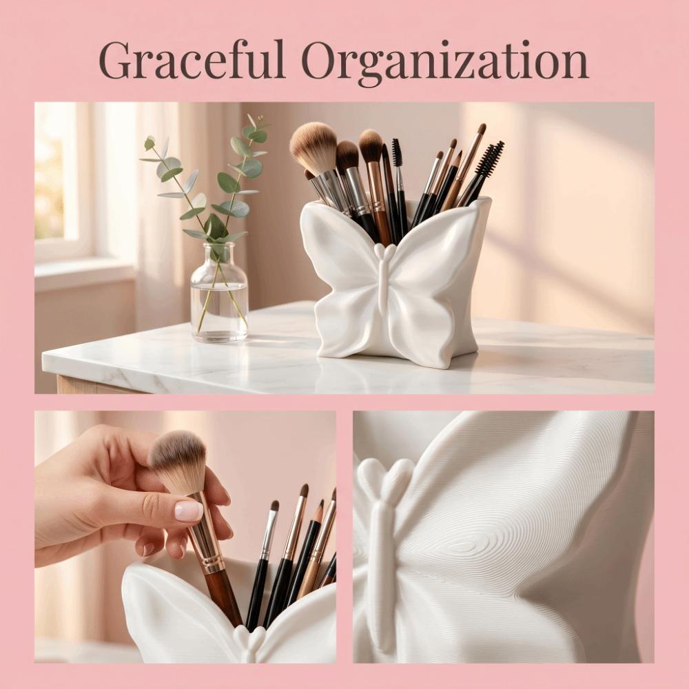 3D-printed Butterfly-shaped Organizer Creative Butterfly Pen Holder Makeup Brush Storage Box  Gift