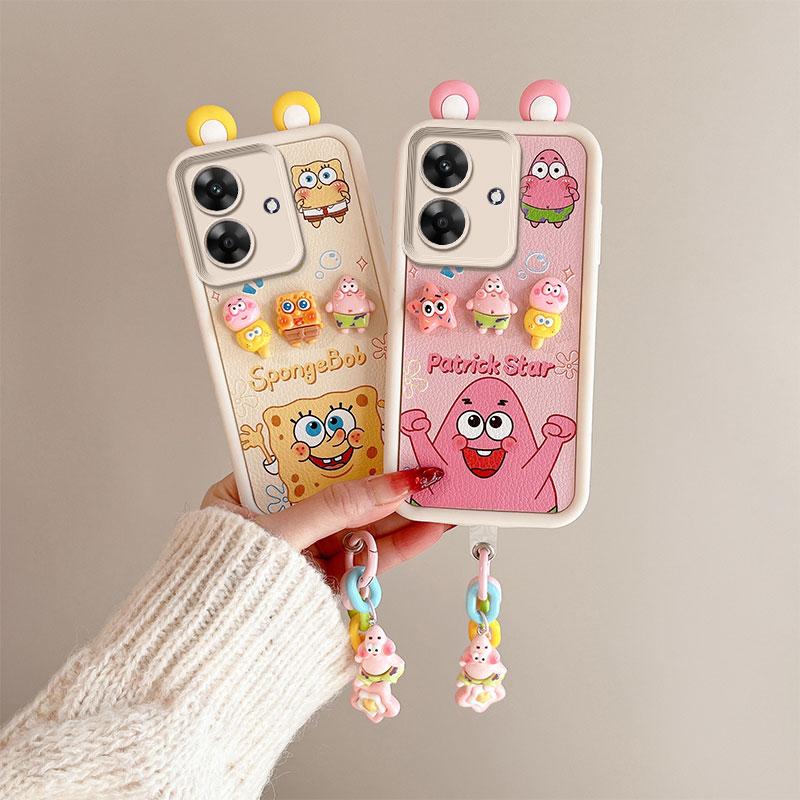 KEYSION Niedliche Ohr 3D Cartoon Hülle für Realme Note 60 mit Armband Silikon Stoßfeste Handyhülle für OPPO Realme Note 60X