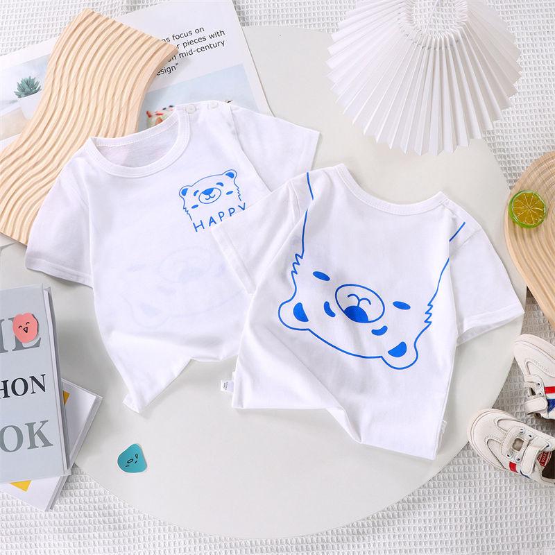 2026 Summer Short Sleeve T-Shirts for Boys and Girls Baby Spring O-Neck Cartoon Cotton Top for Children