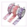 Kamiiso Sansho Made in Japan Washi Masking Tape, kimono-bi 3-Roll Set (Nadeshiko, Kiku-zakura, Nejir
