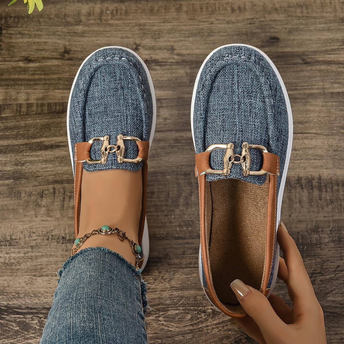 

Women s Wide Width Rocker Sole Loafers, Fabric Slip-On Wedge Flats, European Style Casual Shoes for Women 36