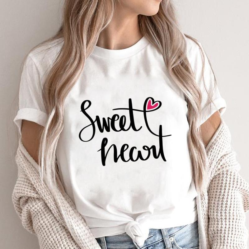(Asian Size) love style letter Fashion Female Casual Clothing Graphic Tee Women's Top Print O-neck T Short Sleeve T-shirts