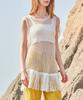 KOLEAT Layered Net See-Through Waterbomb Loose Fit Sleeveless [White]