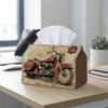 2D Flat,1pc Vintage Motorcycle Illustration - Tissue Box, Classic Red Bike, Easy To Clean, Outdoor Party Supplies, Everyday Desktop Tissue Storage Box
