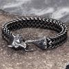 Vintage Oxidized Black Punk Rock Viking Wolf Charm Bracelet Men's Stainless Steel Mesh Chain Wolf Bracelets Biker Jewelry