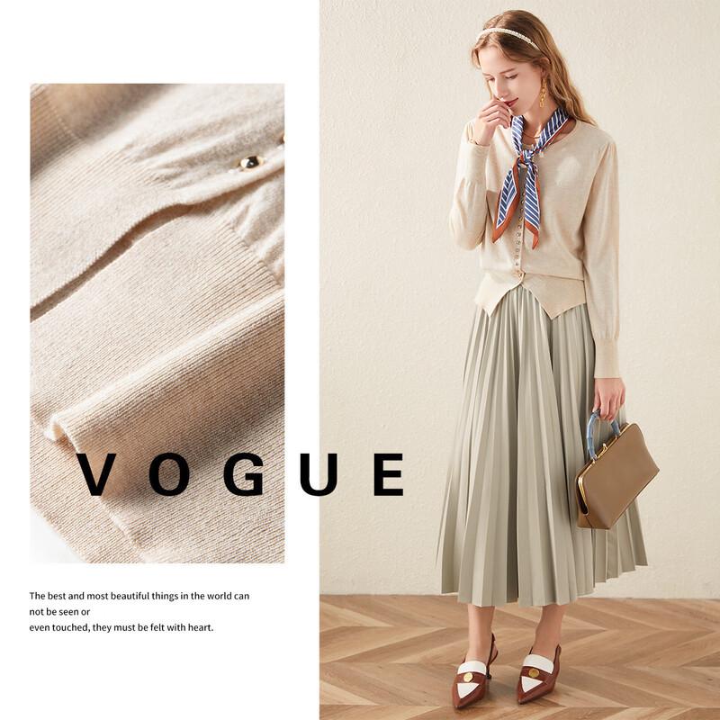 TUHUANG Women's Pure Wool Bubble Sleeve Knit Sweater