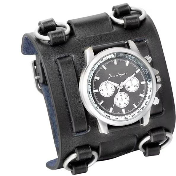 Men Punk Rock Gothic Vintage Retro Wide Strap Watch Male Clock Leather Bracelet Quartz Military Man Wristwatch