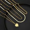 17KM 4pcs Fashion Gold Color Multi Layer Heart Pendant Necklaces for Women Exaggerated Metal Snake Bone Chain Necklaces Jewelry Set