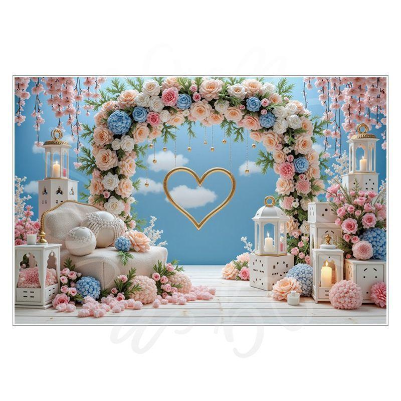Balloon Cartoon Background Fabric  Children's Birthday Party Decoration Background Wall Fabric  Pet Photography Background Fabric