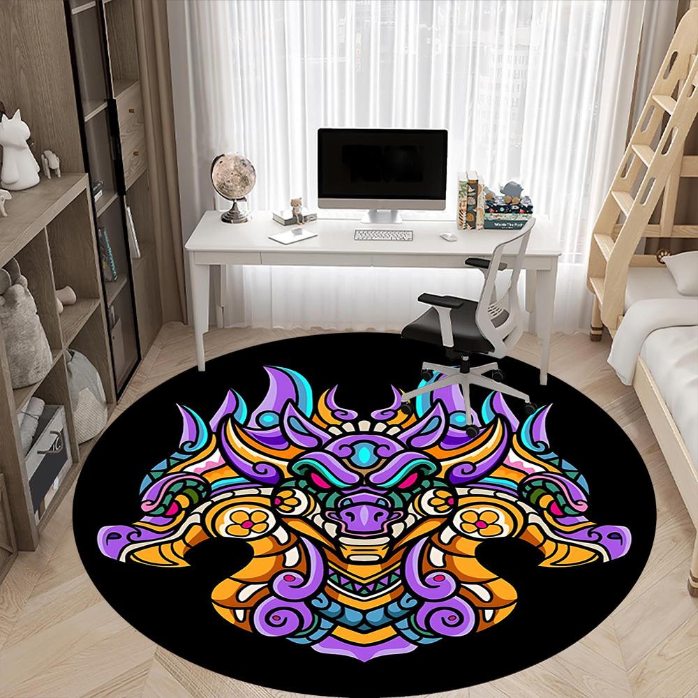 1pc Dragon Mandala Office Round Area Rug, Under Office Chairs Bedroom Living Room Home Decor, Room Deco, Available in Various Sizes