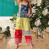 Women's Fashion Casual Loose Back Straps Wide Leg Vintage Printed Jumpsuit