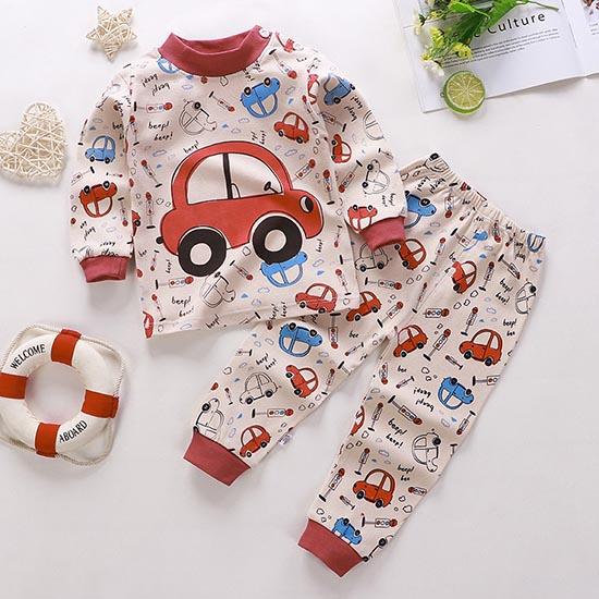 Winter Kids Long Sleeve O Neck T Shirt Pants Set Casual Baggy 2pcs Suit Cotton Cartoon Printes Outfit
