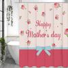 Happy Mother's Day Pink Floral Blue Bow Shower Curtain, Bathroom Decorative Shower Curtain, Waterproof Shower Curtain with Hooks