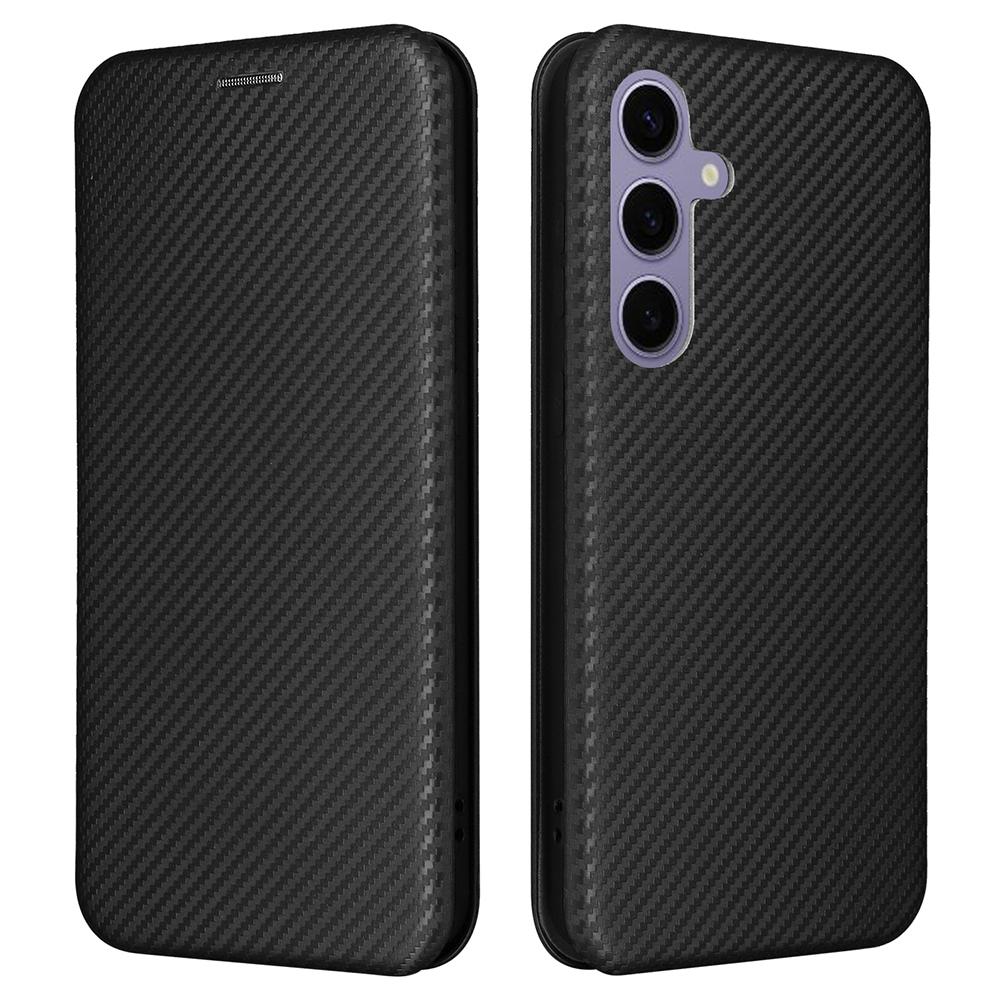 For Samsung Galaxy S25 Case Carbon Fiber Texture Drop-Proof PU Leather Phone Cover