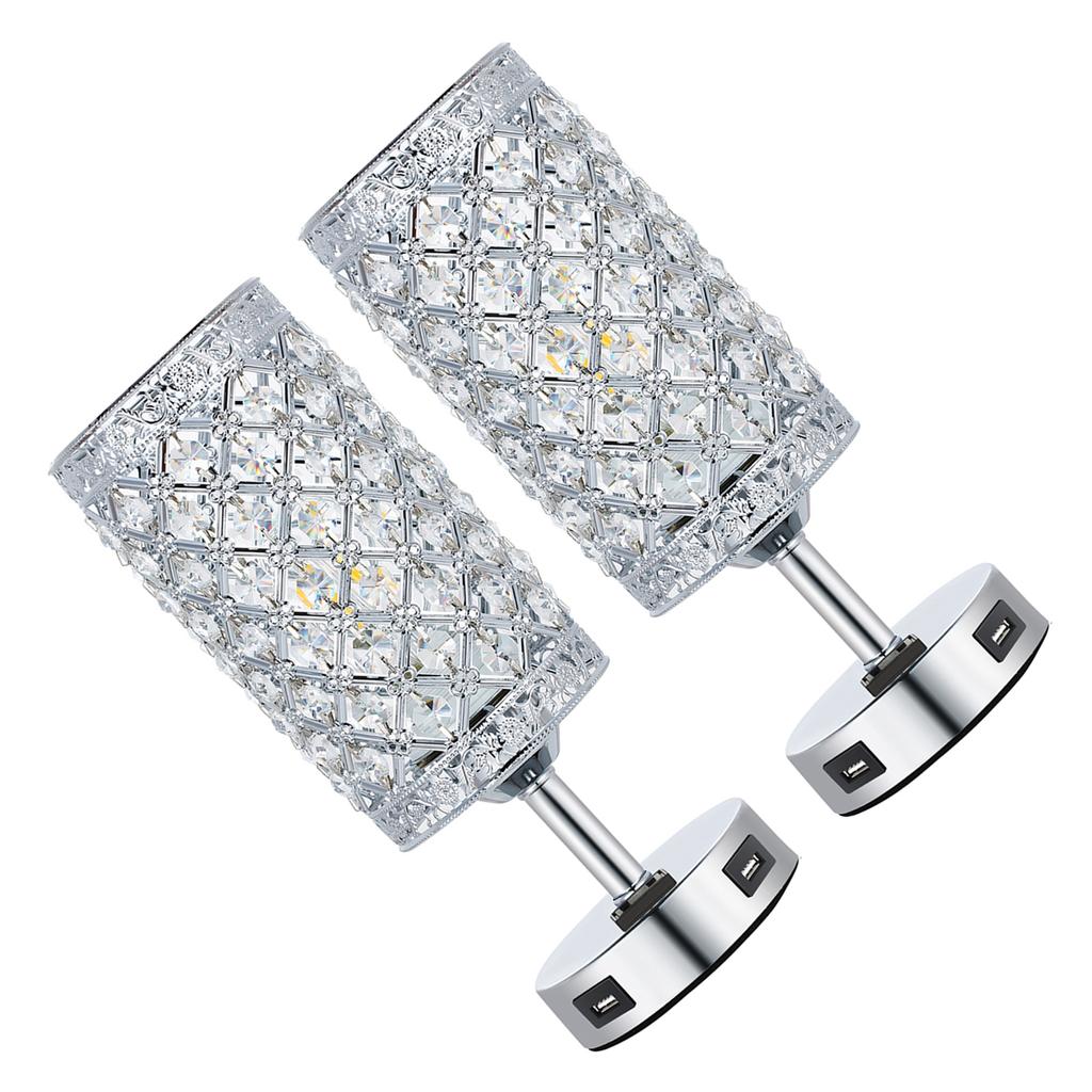 Neoglint 2PCS Table Light Desk Lamp with Dual USB Ports Sensitive Touching Control 3 Levels Dimmable Brightness for Home Bedroom Li