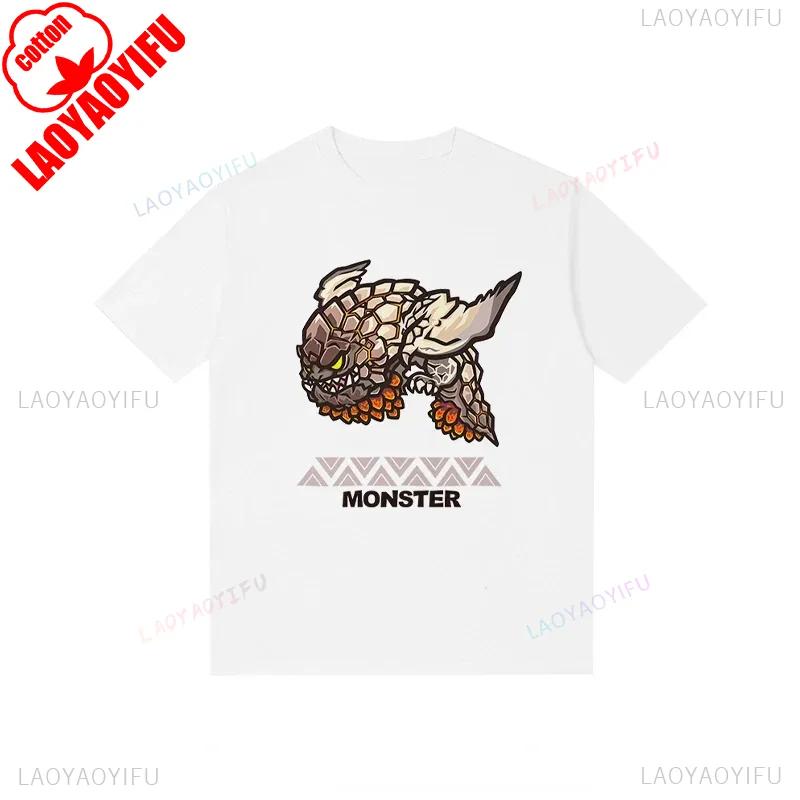 Monster Hunter Tshirt Funny Game Fans Cartoon Tops Cotton Korea Style Short Sleeve T Shirt Casual Hipster Streetwear Man Tees