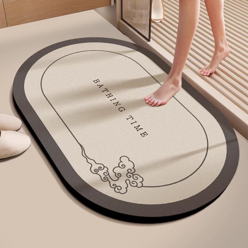 Anti-Slip Diatom Mud Bathroom Mat: Water-Absorbent, Stain-Resistant, Easy-Clean Floor Mat for Toilet Entrance