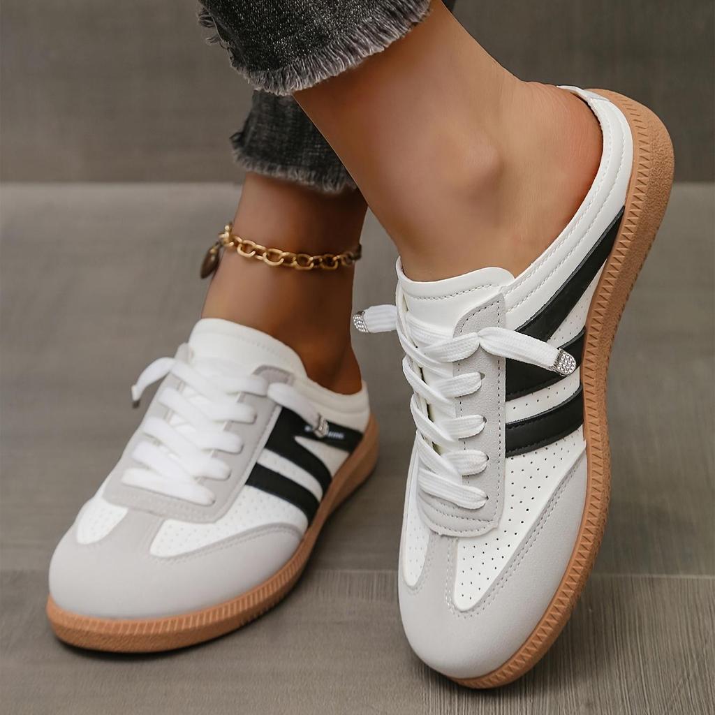 Damen Freizeitschuhe zum Hineinschlüpfen mit offener Zehenpartie, Halbschuhe