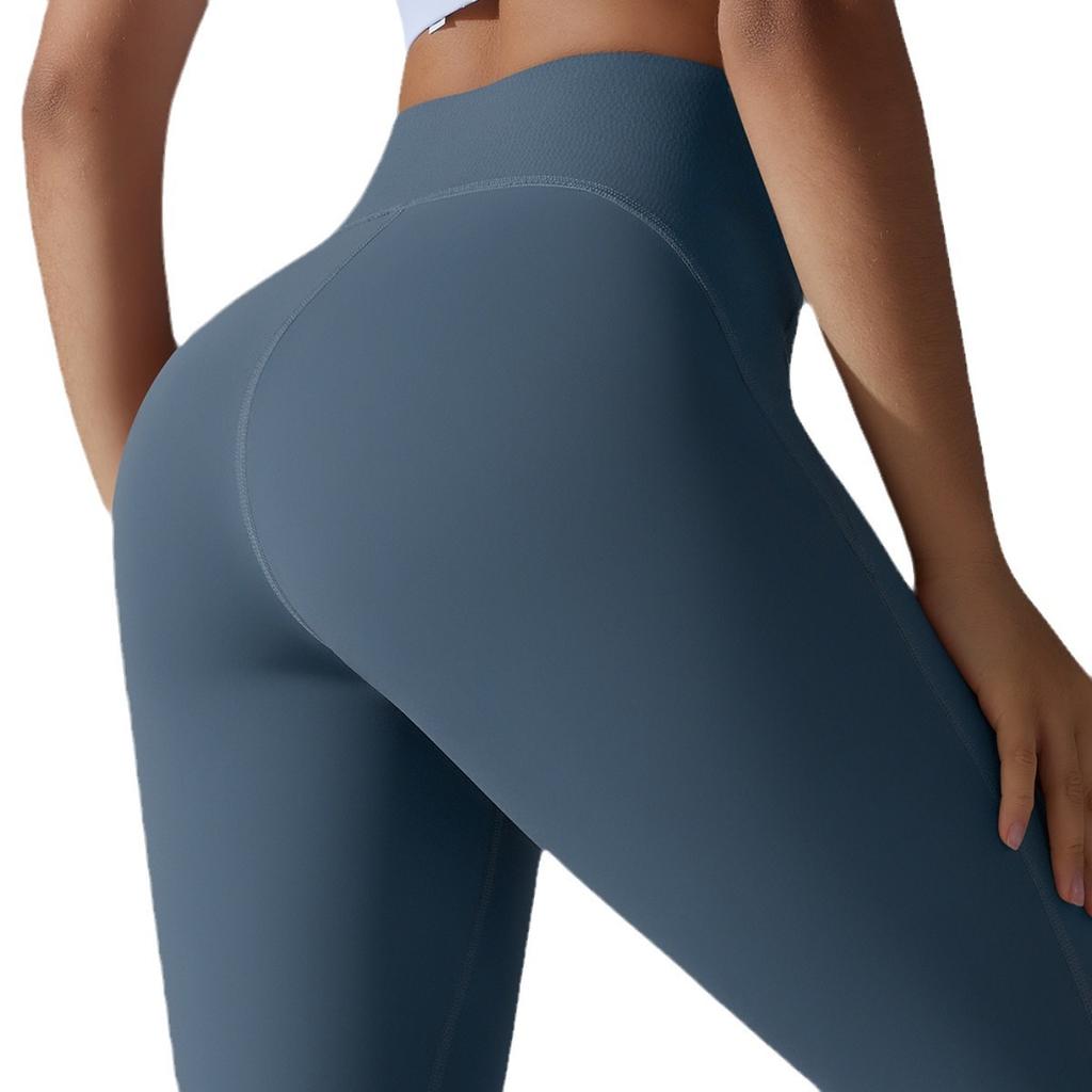 High-waisted Hip-lifting Nude Feeling Double-sided Nylon High Elasticity Without Embarrassment Line Sports Pants Running Fitness Clothing Yoga Pants