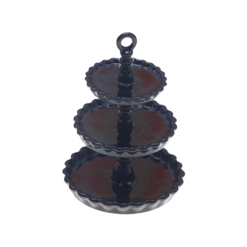 

Realistic Dollhouses Cake Display Shelf 3 Layers Metal Structure Compatible With Miniature Furniture чорний