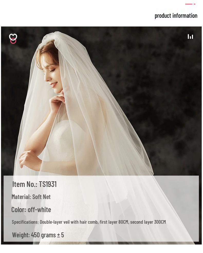 Summer Bridal Lace Edge Wedding Veil with Long Train