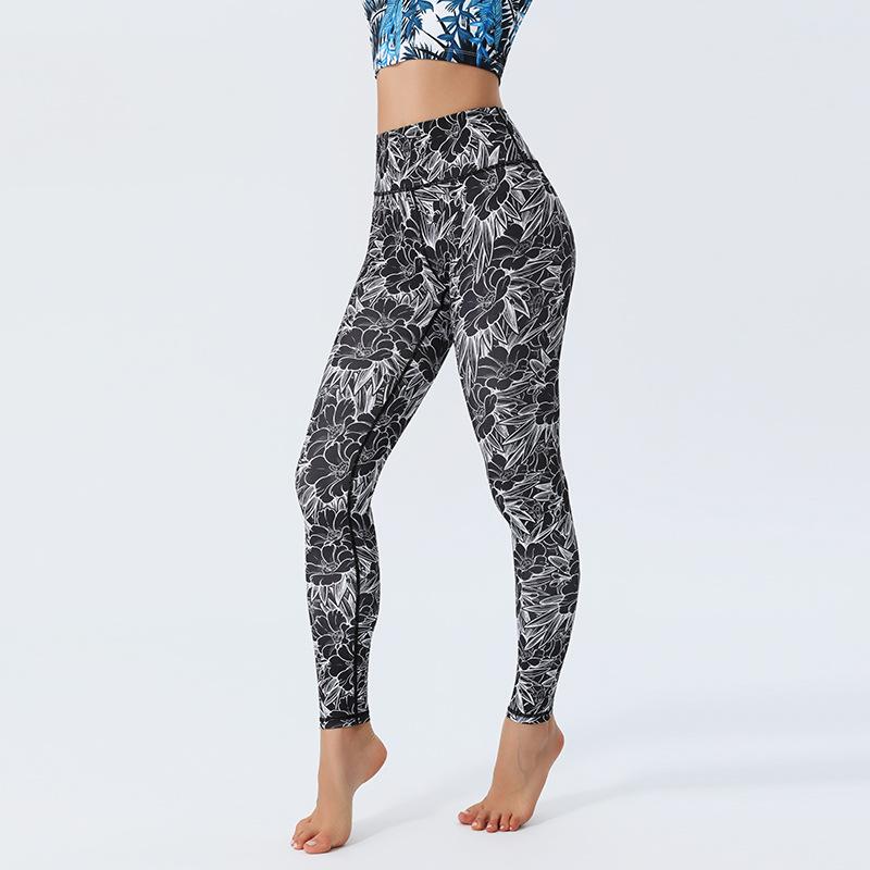 New Arrival Yoga Trousers with Floral Print Leggings High-Waisted, Form-Fitting, Buttock-Lifting Sports Fitness Trousers