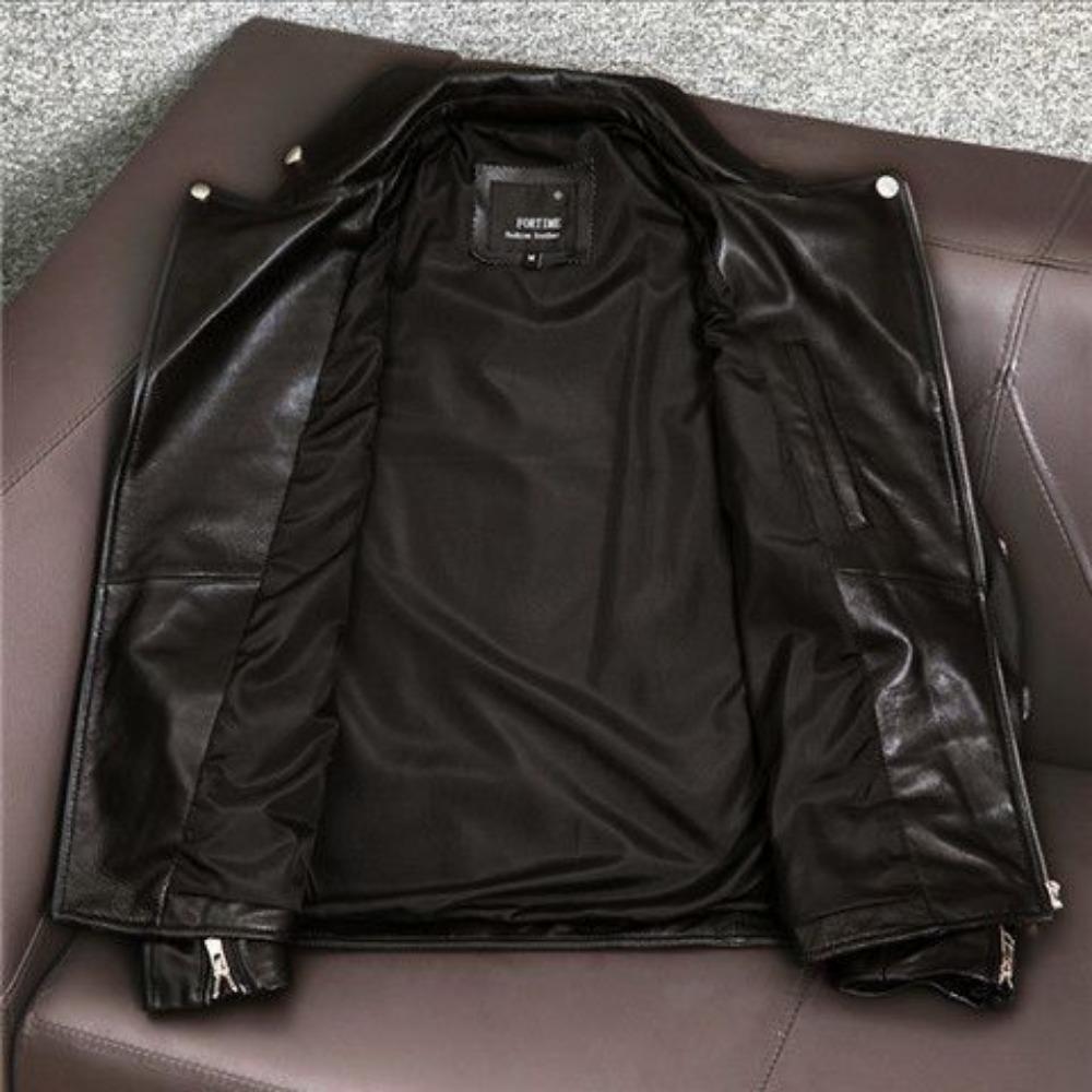 Leather Jacket Men's Fashion Handsome Locomotive Clothing Slim Leather Jacket First Layer Sheepskin Trendy Coat