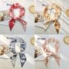 Retro carta impressão feminina pequeno cachecol saco decoração fita moda cabeça cachecol bandana pescoço gravata cachecóis