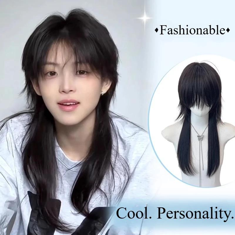 Schwarze kurze Perücke Cos Japanischer Anime Cosplay Perücke 38cm Cooles Sissy Stirnband Perücken Punk Hochwertige synthetische Perücken