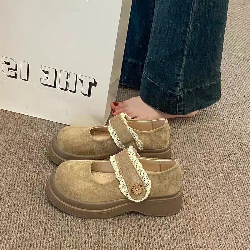 Beautiful~ Not tired feet British style thick sole simple shallow mouth Mary Jane shoes new spring and summer thick heel loafer single shoes women