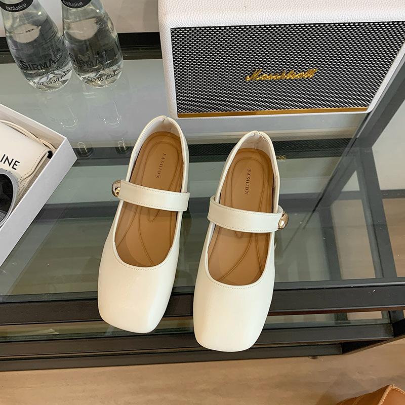 Soft Leather Mary Jane Shoes Small Leather Shoes 2025 Spring and Summer New Late Evening Breeze with Skirt One Pedal Shallow Mouth Single Shoes Women