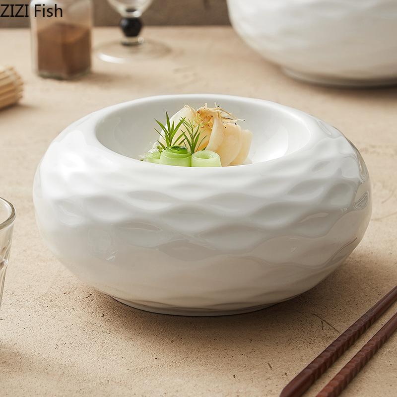 Household Ceramic Insulation Plate Restaurant Molecular Cuisine Cooking Dishes Creative Dim Sum Dessert Plate Kitchen Tableware