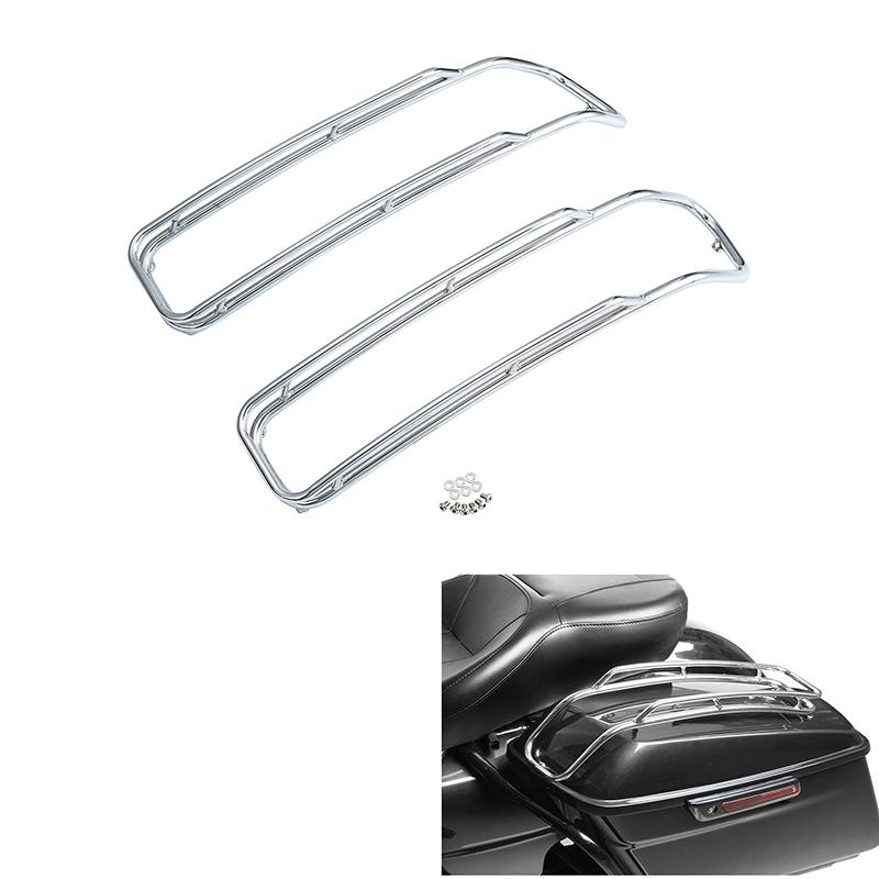 Motorcycle Saddlebags Lid Top Rail Trim Rack Guards For Harley Touring Road King Street Glide Electra Glide 2014-2024