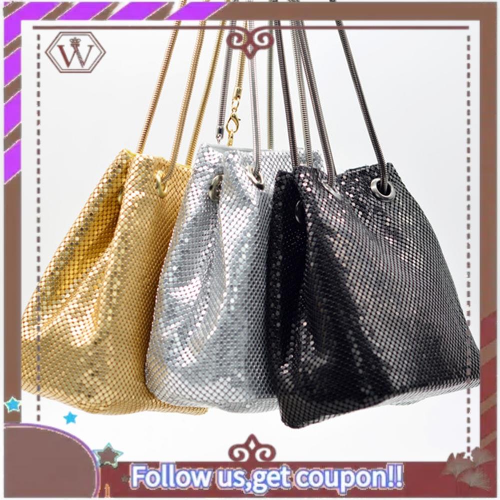 A95D-Fashion Women Bucket Shoulder Bag With Sequin Party Handbags Clutches