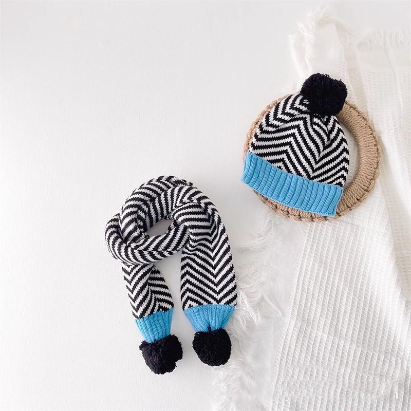 Winter Children's Warmth Autumn and Winter Men's and Women's Scarves Two-piece Set Children's Knitted Wool Hat Scarf Two-piece Set Wholesale