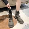 French British Martin boots 2025 new thick-soled autumn single boots elastic fly-woven socks boots thin short boots