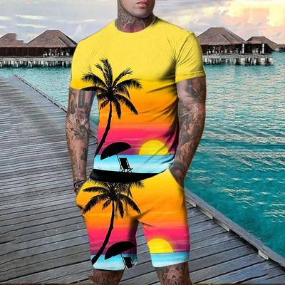 Suvised Hawaii T-särgid Lühikesed püksid Komplektid Sea Beach 3D Print Meeste Mood Spordidressid Lühikeste varrukatega T-särk Püksid Komplekt Meeste ülikonnad Riided