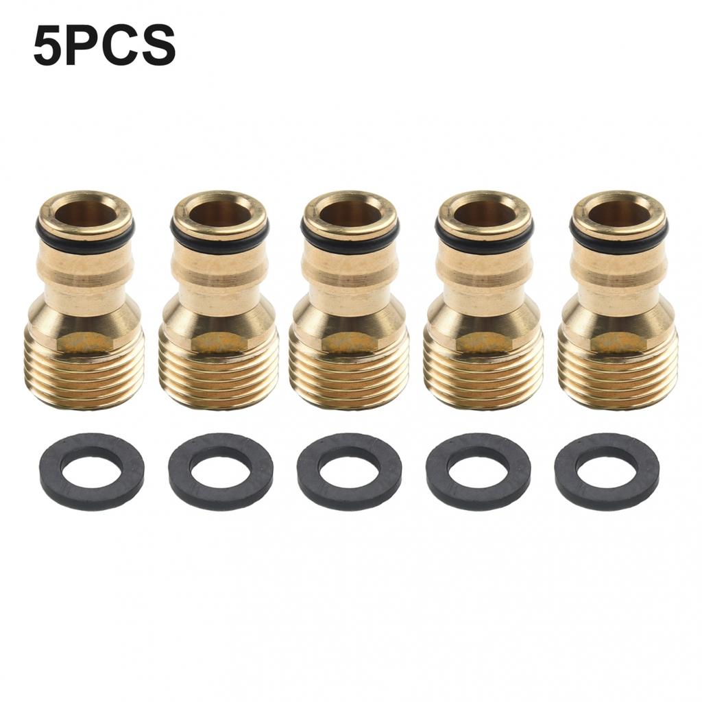 5pcs Brass Tap Adaptors External Thread Fitting Hose