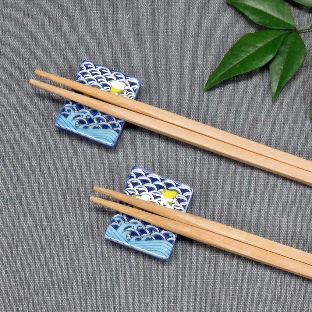 Stylish Kutani Ware Pair Chopstick Rest Chidori Cutlery Made In Japan Set, Pattern, Ceramic, Rest,
