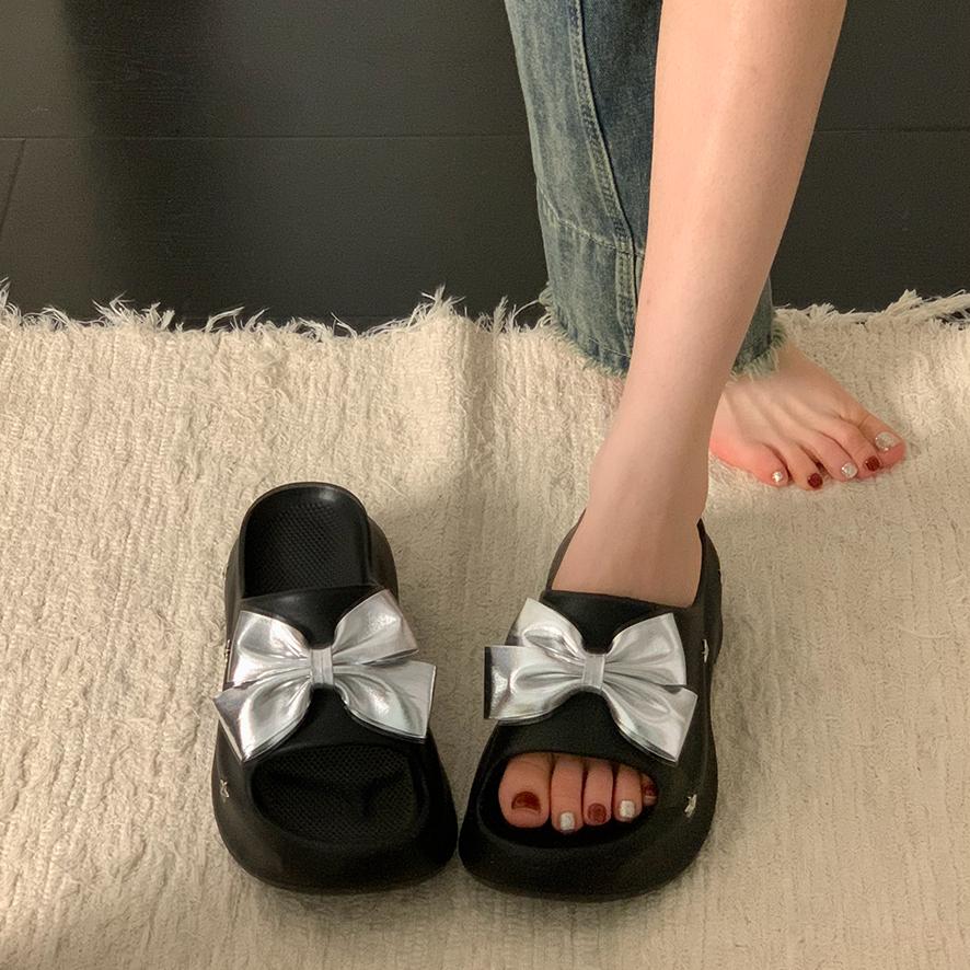 Fashion Shoes Woman 2025 Slippers Flat Shale Female Beach Luxury Slides Butterfly-Knot Platform Pantofle Sabot Designer New  Shoes Ladie