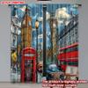 Flat Printing Happy Valentine Day Window Curtains Spring Summer City Streetscape Digital Printed Polyester Drapes Set Of 2 Made